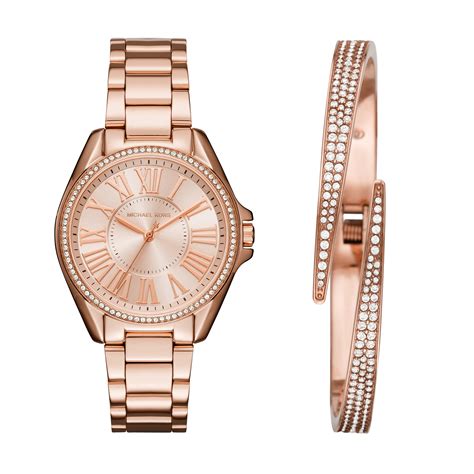 michael kors horloge dames goudkleurig|michael kors rose gold set.